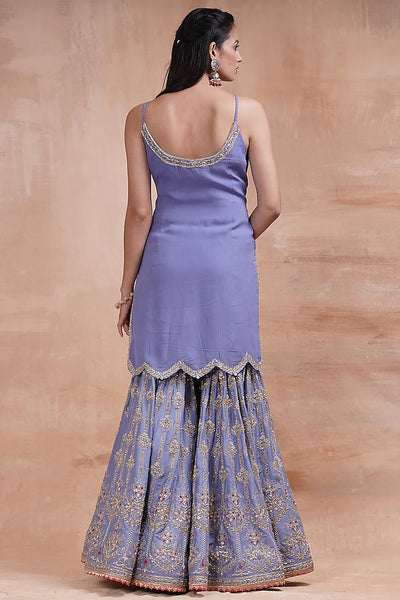 Lilac Embroidered Gharara Set Indian Clothing in Denver, CO, Aurora, CO, Boulder, CO, Fort Collins, CO, Colorado Springs, CO, Parker, CO, Highlands Ranch, CO, Cherry Creek, CO, Centennial, CO, and Longmont, CO. NATIONWIDE SHIPPING USA- India Fashion X