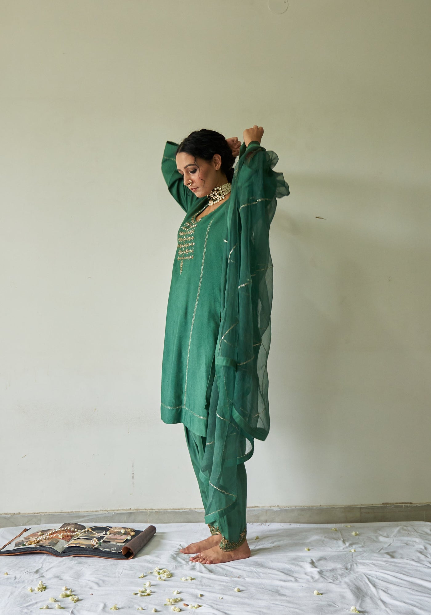 Green Peshwa Salwar - Indian Clothing in Denver, CO, Aurora, CO, Boulder, CO, Fort Collins, CO, Colorado Springs, CO, Parker, CO, Highlands Ranch, CO, Cherry Creek, CO, Centennial, CO, and Longmont, CO. Nationwide shipping USA - India Fashion X