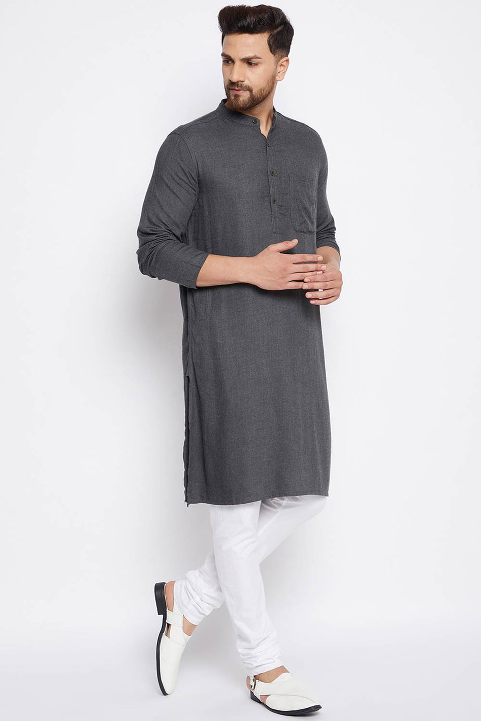 Gray Cotton Kurta Indian Clothing in Denver, CO, Aurora, CO, Boulder, CO, Fort Collins, CO, Colorado Springs, CO, Parker, CO, Highlands Ranch, CO, Cherry Creek, CO, Centennial, CO, and Longmont, CO. NATIONWIDE SHIPPING USA- India Fashion X