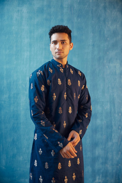 Navy Embroidered Kurta Set Indian Clothing in Denver, CO, Aurora, CO, Boulder, CO, Fort Collins, CO, Colorado Springs, CO, Parker, CO, Highlands Ranch, CO, Cherry Creek, CO, Centennial, CO, and Longmont, CO. NATIONWIDE SHIPPING USA- India Fashion X