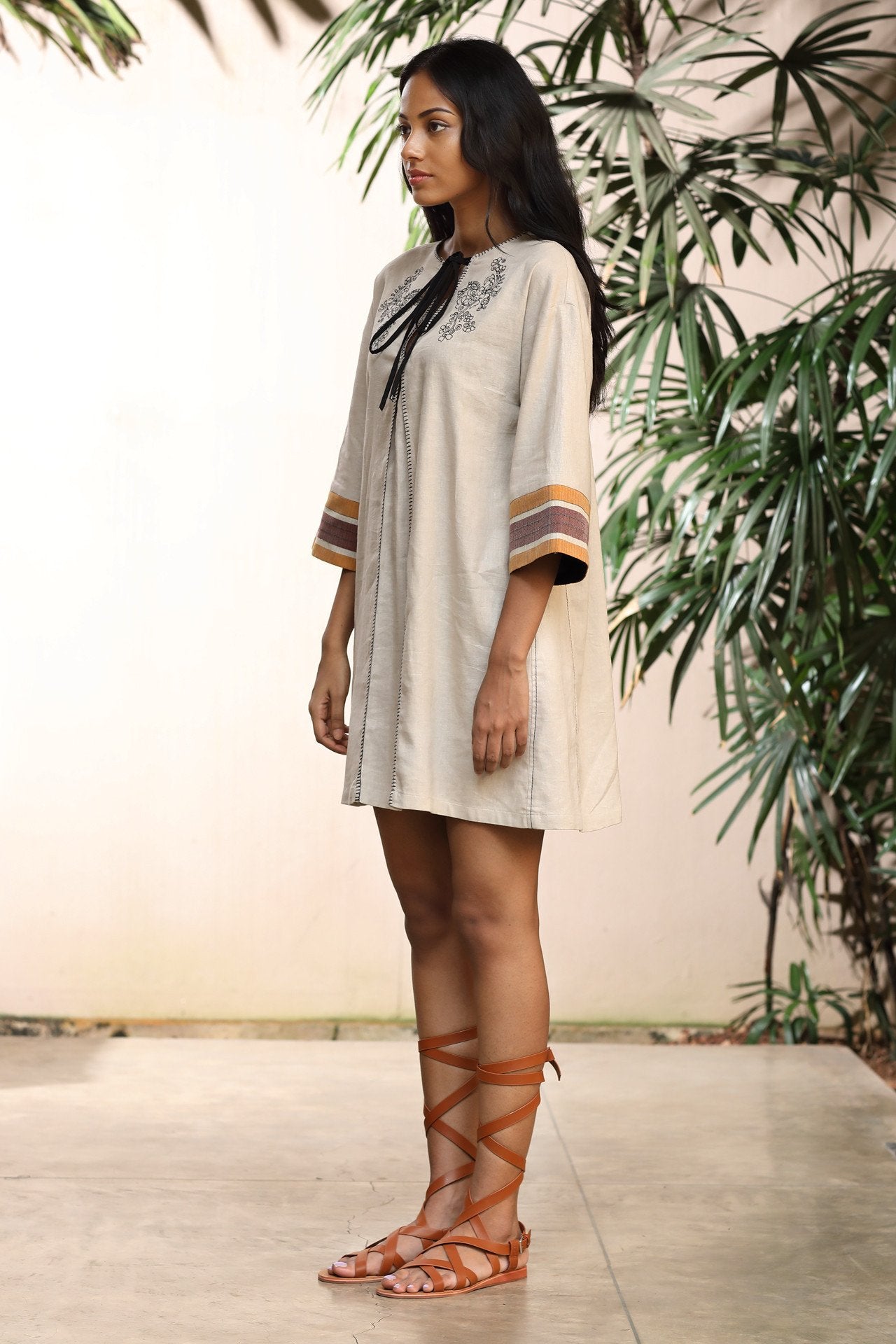 Linen Kurta Mini Dress - Indian Clothing in Denver, CO, Aurora, CO, Boulder, CO, Fort Collins, CO, Colorado Springs, CO, Parker, CO, Highlands Ranch, CO, Cherry Creek, CO, Centennial, CO, and Longmont, CO. Nationwide shipping USA - India Fashion X