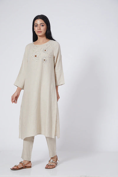 Biege Hand Embroidered Tunic - Indian Clothing in Denver, CO, Aurora, CO, Boulder, CO, Fort Collins, CO, Colorado Springs, CO, Parker, CO, Highlands Ranch, CO, Cherry Creek, CO, Centennial, CO, and Longmont, CO. Nationwide shipping USA - India Fashion X