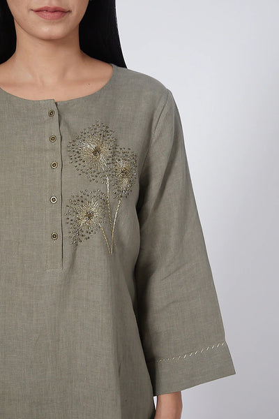 Sage Hand Embroidered Tunic - Indian Clothing in Denver, CO, Aurora, CO, Boulder, CO, Fort Collins, CO, Colorado Springs, CO, Parker, CO, Highlands Ranch, CO, Cherry Creek, CO, Centennial, CO, and Longmont, CO. Nationwide shipping USA - India Fashion X