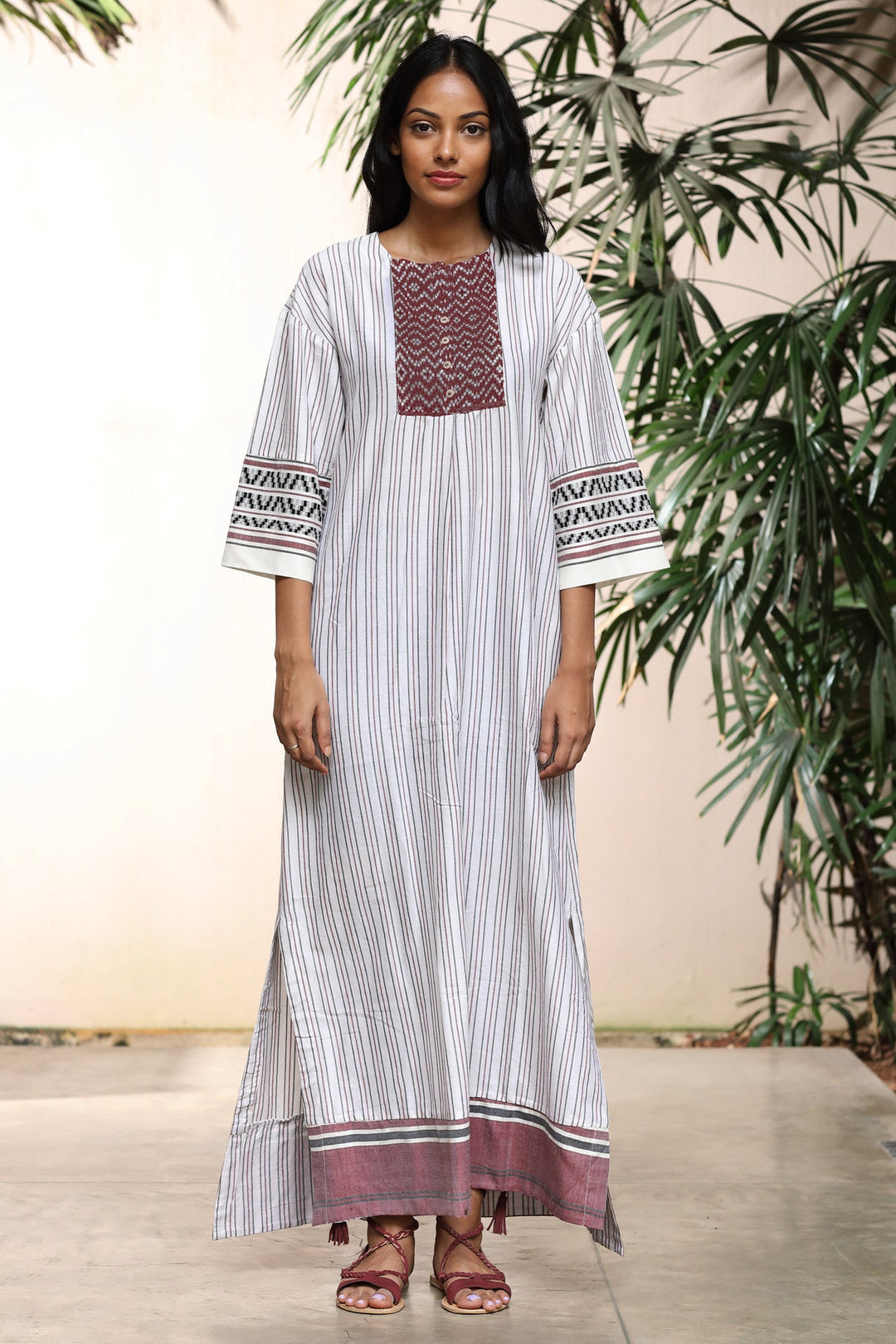 indian long tunic dresses Hand Block Printed Cotton Dress: Indian Long Gown Tunic