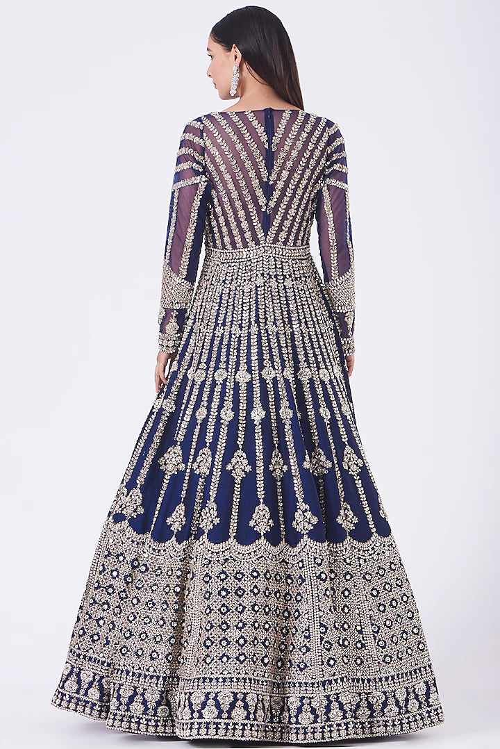 Navy Blue Gown with Dupatta- Indian Clothing in Denver, CO and Aurora, CO- India Fashion X 6XL Navy Blue Gown with Dupatta- Indian Clothing in Denver, CO and Aurora, CO- India Fashion X 6XL