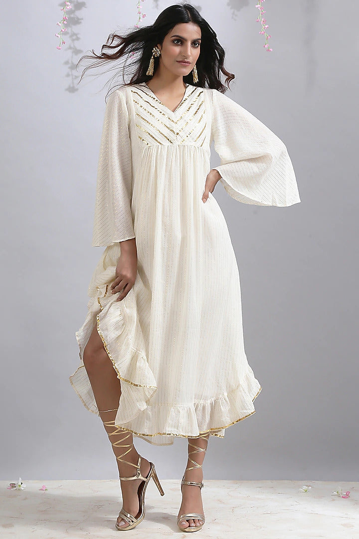 Ivory Asymmetrical Tunic - Indian Clothing in Denver, CO, Aurora, CO, Boulder, CO, Fort Collins, CO, Colorado Springs, CO, Parker, CO, Highlands Ranch, CO, Cherry Creek, CO, Centennial, CO, and Longmont, CO. Nationwide shipping USA - India Fashion X