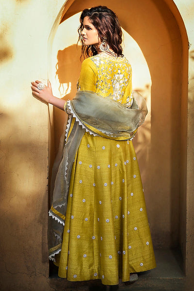 Yellow Embroidered Anarkali Set - Indian Clothing in Denver, CO, Aurora, CO, Boulder, CO, Fort Collins, CO, Colorado Springs, CO, Parker, CO, Highlands Ranch, CO, Cherry Creek, CO, Centennial, CO, and Longmont, CO. Nationwide shipping USA - India Fashion X