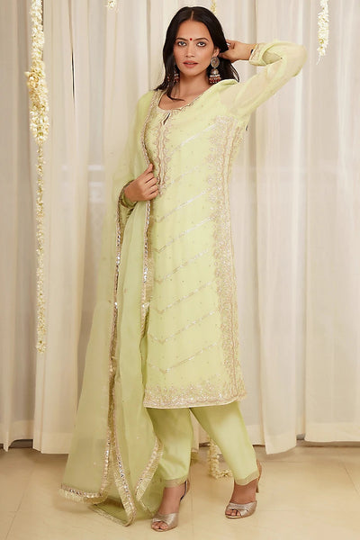 Pista Green Kurta Set - Indian Clothing in Denver, CO, Aurora, CO, Boulder, CO, Fort Collins, CO, Colorado Springs, CO, Parker, CO, Highlands Ranch, CO, Cherry Creek, CO, Centennial, CO, and Longmont, CO. Nationwide shipping USA - India Fashion X