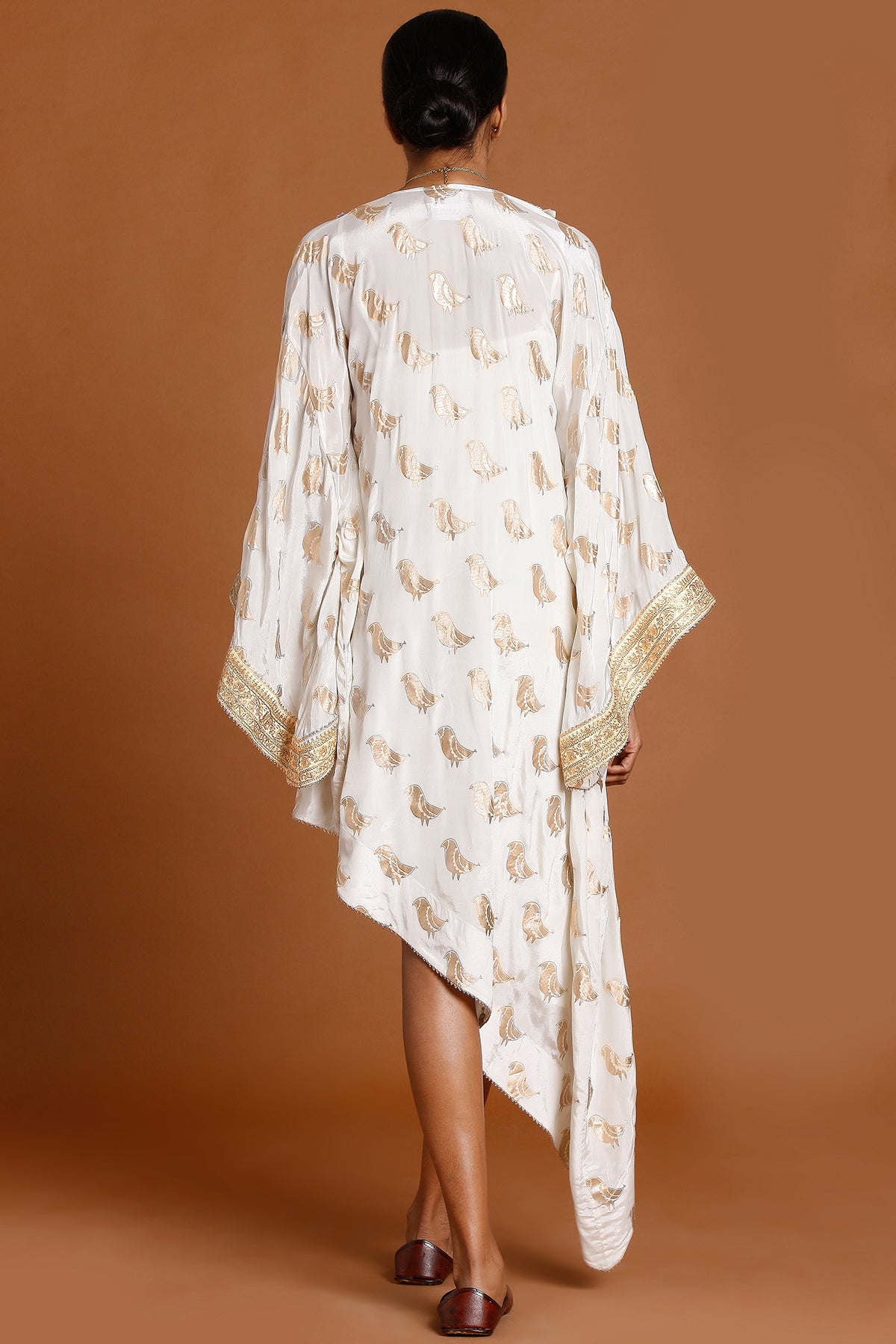 Ivory Crepe Kaftan - Indian Clothing in Denver, CO, Aurora, CO, Boulder, CO, Fort Collins, CO, Colorado Springs, CO, Parker, CO, Highlands Ranch, CO, Cherry Creek, CO, Centennial, CO, and Longmont, CO. Nationwide shipping USA - India Fashion X