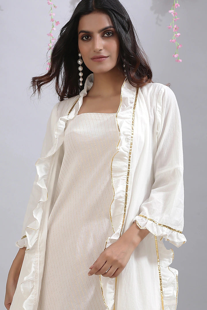 Ivory Asymmetrical Tunic - Indian Clothing in Denver, CO, Aurora, CO, Boulder, CO, Fort Collins, CO, Colorado Springs, CO, Parker, CO, Highlands Ranch, CO, Cherry Creek, CO, Centennial, CO, and Longmont, CO. Nationwide shipping USA - India Fashion X