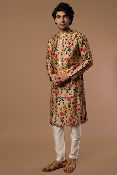 Oatmeal Autumn Bouquet Kurta Indian Clothing in Denver, CO, Aurora, CO, Boulder, CO, Fort Collins, CO, Colorado Springs, CO, Parker, CO, Highlands Ranch, CO, Cherry Creek, CO, Centennial, CO, and Longmont, CO. NATIONWIDE SHIPPING USA- India Fashion X