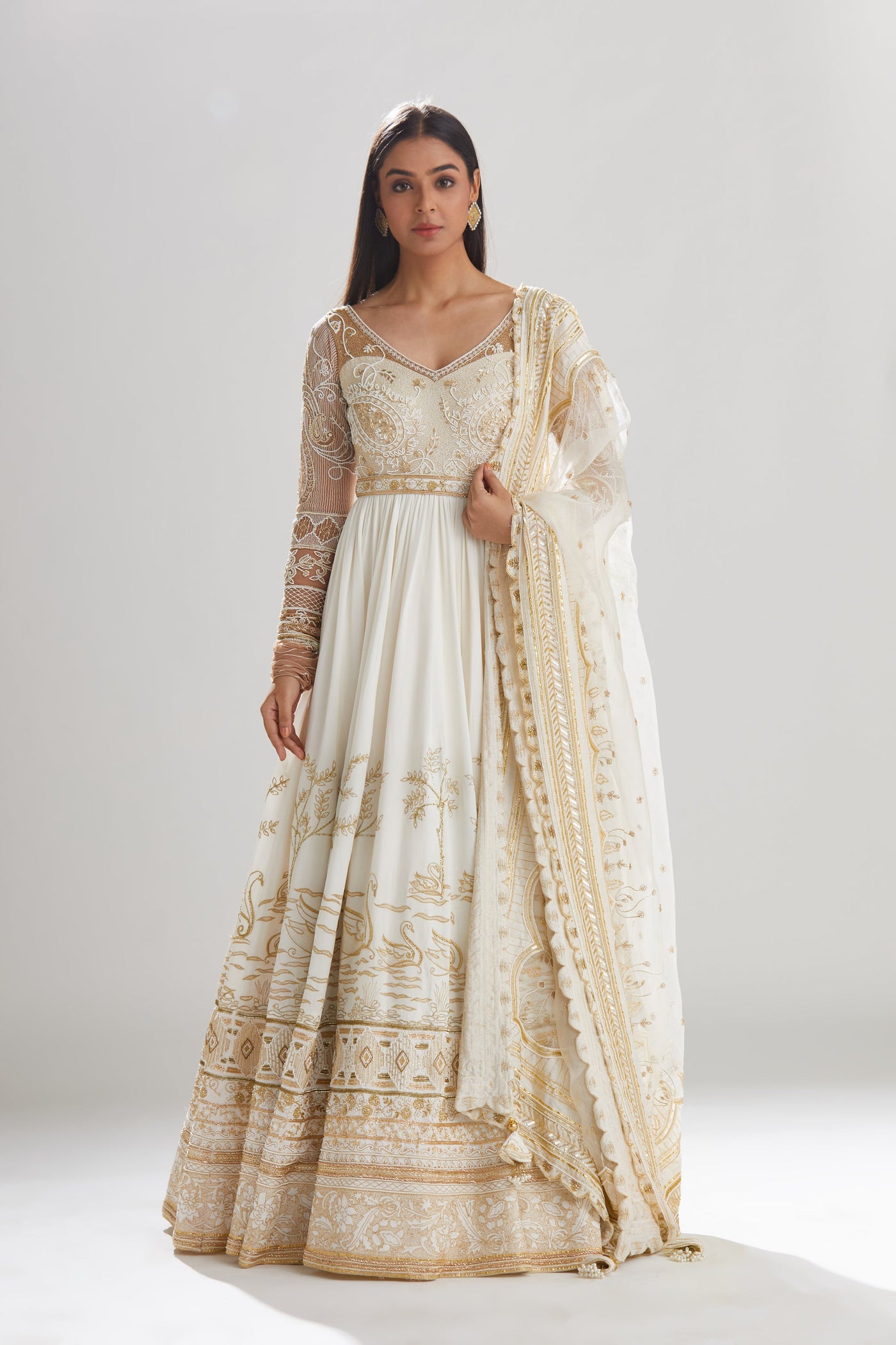 Hans Anarkali With Dupatta - Indian Clothing in Denver, CO, Aurora, CO, Boulder, CO, Fort Collins, CO, Colorado Springs, CO, Parker, CO, Highlands Ranch, CO, Cherry Creek, CO, Centennial, CO, and Longmont, CO. Nationwide shipping USA - India Fashion X