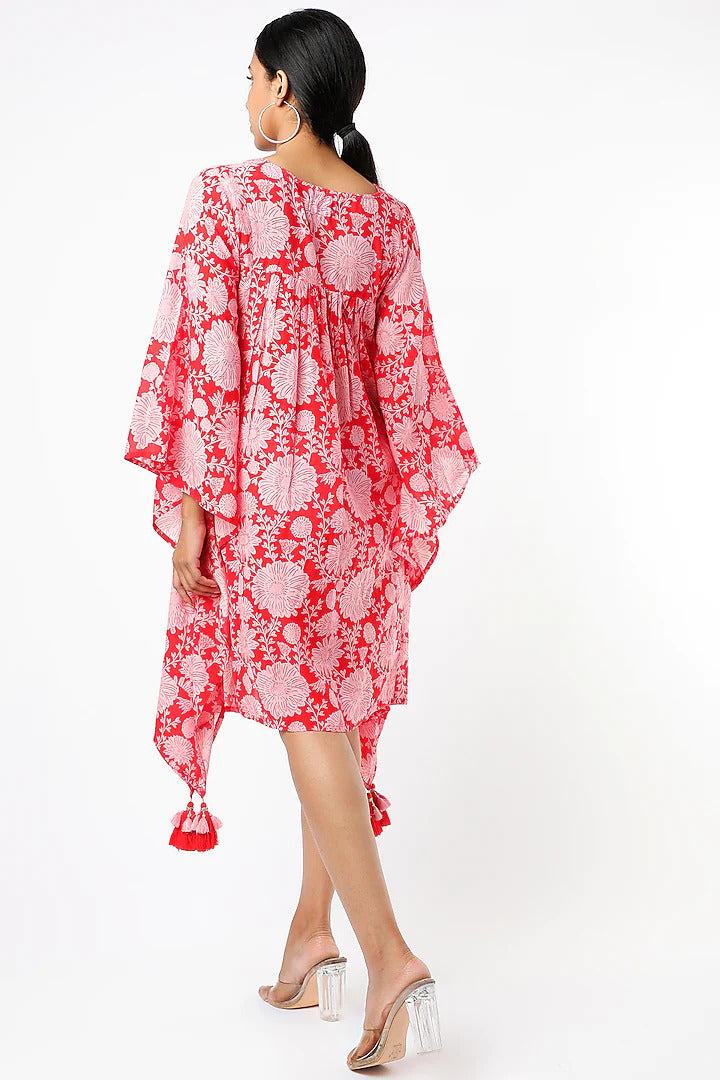 Candy Red Digital Print Kaftan Indian Clothing in Denver, CO, Aurora, CO, Boulder, CO, Fort Collins, CO, Colorado Springs, CO, Parker, CO, Highlands Ranch, CO, Cherry Creek, CO, Centennial, CO, and Longmont, CO. NATIONWIDE SHIPPING USA- India Fashion X