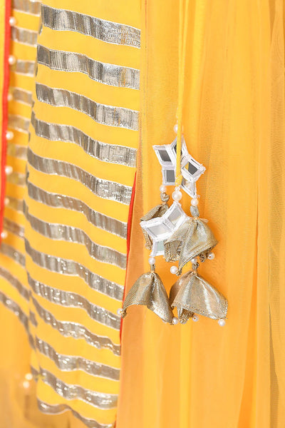 Yellow Mirror Sharara Set - Indian Clothing in Denver, CO, Aurora, CO, Boulder, CO, Fort Collins, CO, Colorado Springs, CO, Parker, CO, Highlands Ranch, CO, Cherry Creek, CO, Centennial, CO, and Longmont, CO. Nationwide shipping USA - India Fashion X