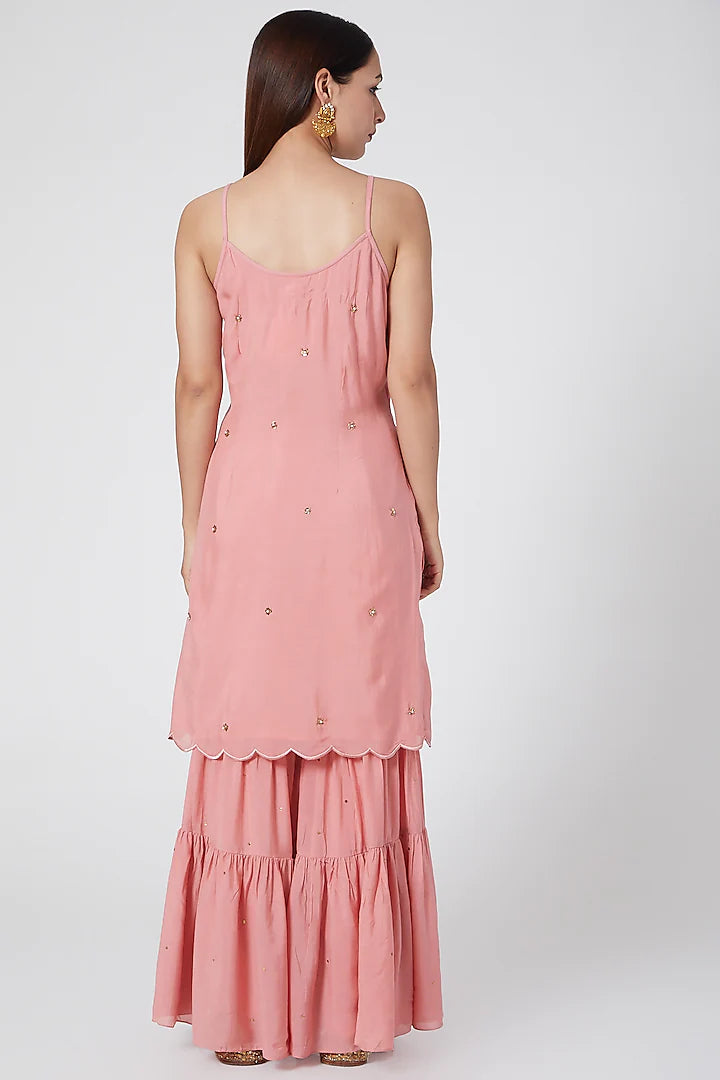 Blush Pink Embroidered Gharara Set - Indian Clothing in Denver, CO, Aurora, CO, Boulder, CO, Fort Collins, CO, Colorado Springs, CO, Parker, CO, Highlands Ranch, CO, Cherry Creek, CO, Centennial, CO, and Longmont, CO. Nationwide shipping USA - India Fashion X