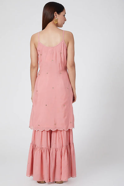 Blush Pink Embroidered Gharara Set - Indian Clothing in Denver, CO, Aurora, CO, Boulder, CO, Fort Collins, CO, Colorado Springs, CO, Parker, CO, Highlands Ranch, CO, Cherry Creek, CO, Centennial, CO, and Longmont, CO. Nationwide shipping USA - India Fashion X