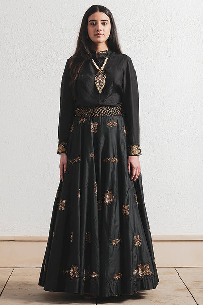 Black Hand Embroidered Lehenga - Indian Clothing in Denver, CO, Aurora, CO, Boulder, CO, Fort Collins, CO, Colorado Springs, CO, Parker, CO, Highlands Ranch, CO, Cherry Creek, CO, Centennial, CO, and Longmont, CO. Nationwide shipping USA - India Fashion X