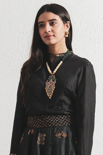 Black Hand Embroidered Lehenga - Indian Clothing in Denver, CO, Aurora, CO, Boulder, CO, Fort Collins, CO, Colorado Springs, CO, Parker, CO, Highlands Ranch, CO, Cherry Creek, CO, Centennial, CO, and Longmont, CO. Nationwide shipping USA - India Fashion X