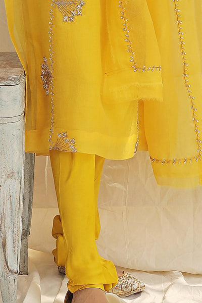 Yellow Hand Embroidered Kurta - Indian Clothing in Denver, CO, Aurora, CO, Boulder, CO, Fort Collins, CO, Colorado Springs, CO, Parker, CO, Highlands Ranch, CO, Cherry Creek, CO, Centennial, CO, and Longmont, CO. Nationwide shipping USA - India Fashion X