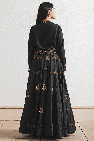 Black Hand Embroidered Lehenga - Indian Clothing in Denver, CO, Aurora, CO, Boulder, CO, Fort Collins, CO, Colorado Springs, CO, Parker, CO, Highlands Ranch, CO, Cherry Creek, CO, Centennial, CO, and Longmont, CO. Nationwide shipping USA - India Fashion X