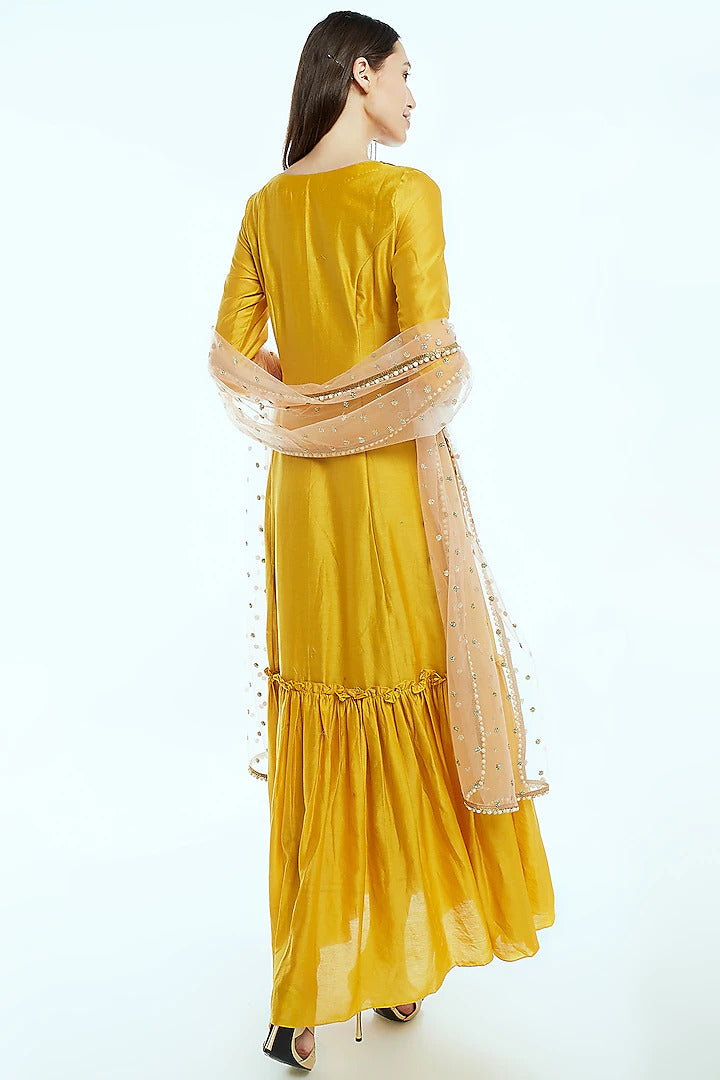 Yellow Embroidered Kurta Set - Indian Clothing in Denver, CO, Aurora, CO, Boulder, CO, Fort Collins, CO, Colorado Springs, CO, Parker, CO, Highlands Ranch, CO, Cherry Creek, CO, Centennial, CO, and Longmont, CO. Nationwide shipping USA - India Fashion X
