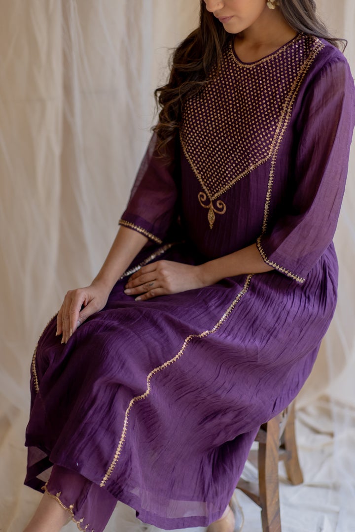 The Aubergine Fridaus Kurta Set - Indian Clothing in Denver, CO, Aurora, CO, Boulder, CO, Fort Collins, CO, Colorado Springs, CO, Parker, CO, Highlands Ranch, CO, Cherry Creek, CO, Centennial, CO, and Longmont, CO. Nationwide shipping USA - India Fashion X