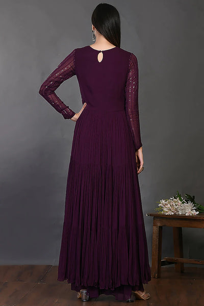 Wine Georgette Anarkali Set Indian Clothing in Denver, CO, Aurora, CO, Boulder, CO, Fort Collins, CO, Colorado Springs, CO, Parker, CO, Highlands Ranch, CO, Cherry Creek, CO, Centennial, CO, and Longmont, CO. NATIONWIDE SHIPPING USA- India Fashion X