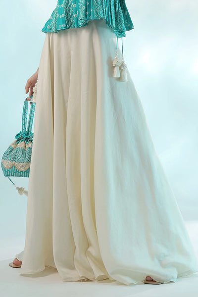 Blue Chanderi Peplum Palazzo Set Indian Clothing in Denver, CO, Aurora, CO, Boulder, CO, Fort Collins, CO, Colorado Springs, CO, Parker, CO, Highlands Ranch, CO, Cherry Creek, CO, Centennial, CO, and Longmont, CO. NATIONWIDE SHIPPING USA- India Fashion X
