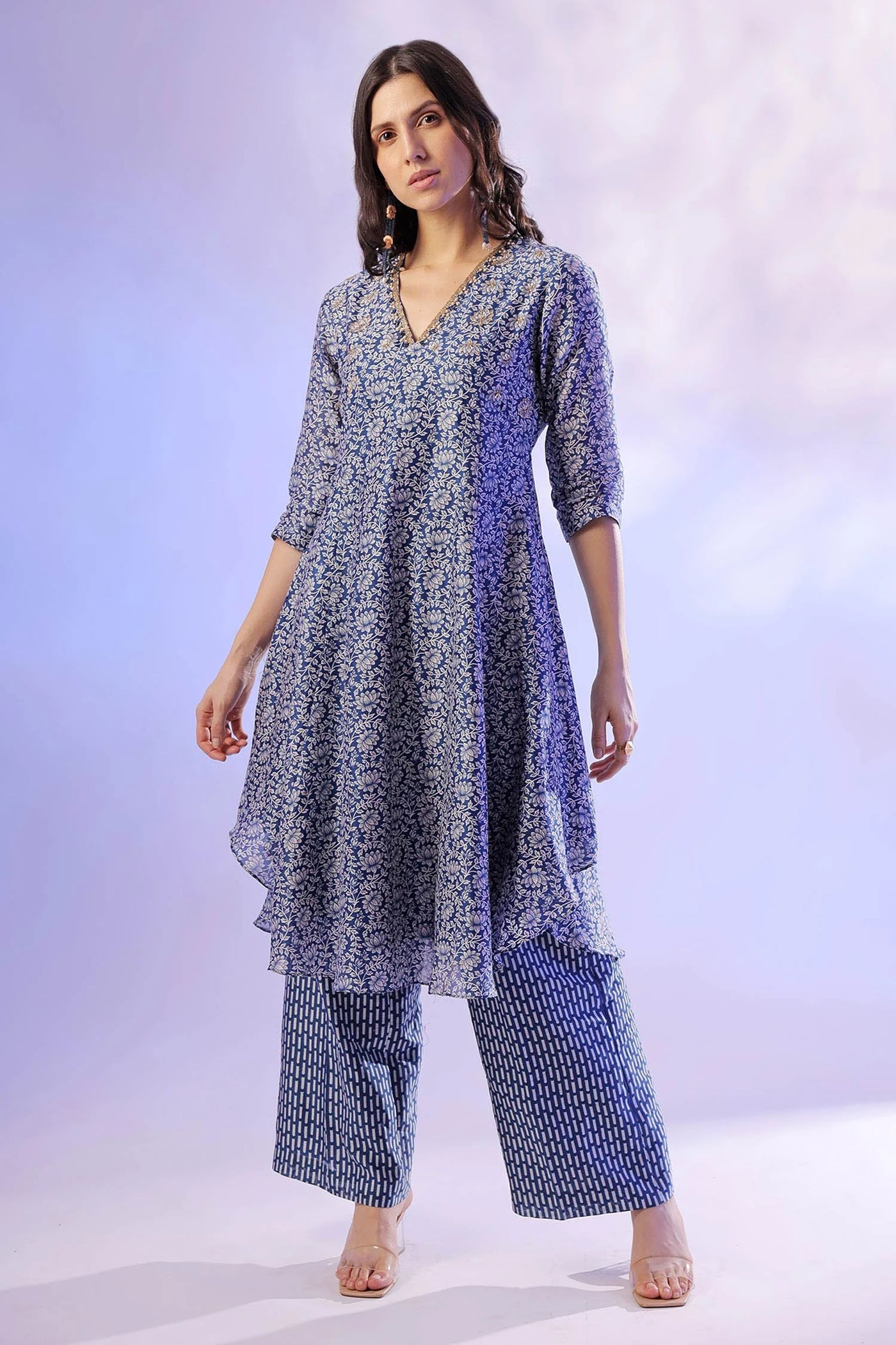 Blue Organza Anarkali Set Indian Clothing in Denver, CO, Aurora, CO, Boulder, CO, Fort Collins, CO, Colorado Springs, CO, Parker, CO, Highlands Ranch, CO, Cherry Creek, CO, Centennial, CO, and Longmont, CO. NATIONWIDE SHIPPING USA- India Fashion X