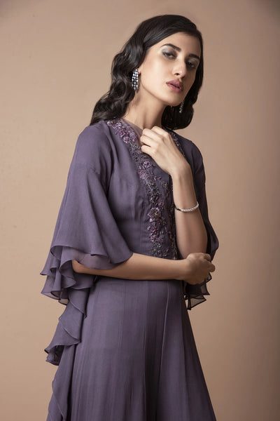 Purple Floral Embellished Jumpsuit Indian Clothing in Denver, CO, Aurora, CO, Boulder, CO, Fort Collins, CO, Colorado Springs, CO, Parker, CO, Highlands Ranch, CO, Cherry Creek, CO, Centennial, CO, and Longmont, CO. NATIONWIDE SHIPPING USA- India Fashion X