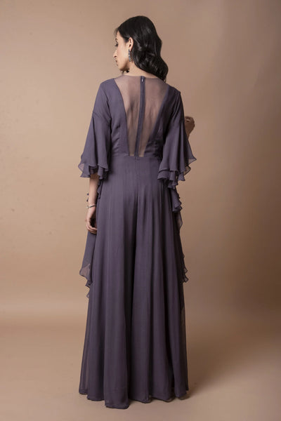 Purple Floral Embellished Jumpsuit Indian Clothing in Denver, CO, Aurora, CO, Boulder, CO, Fort Collins, CO, Colorado Springs, CO, Parker, CO, Highlands Ranch, CO, Cherry Creek, CO, Centennial, CO, and Longmont, CO. NATIONWIDE SHIPPING USA- India Fashion X