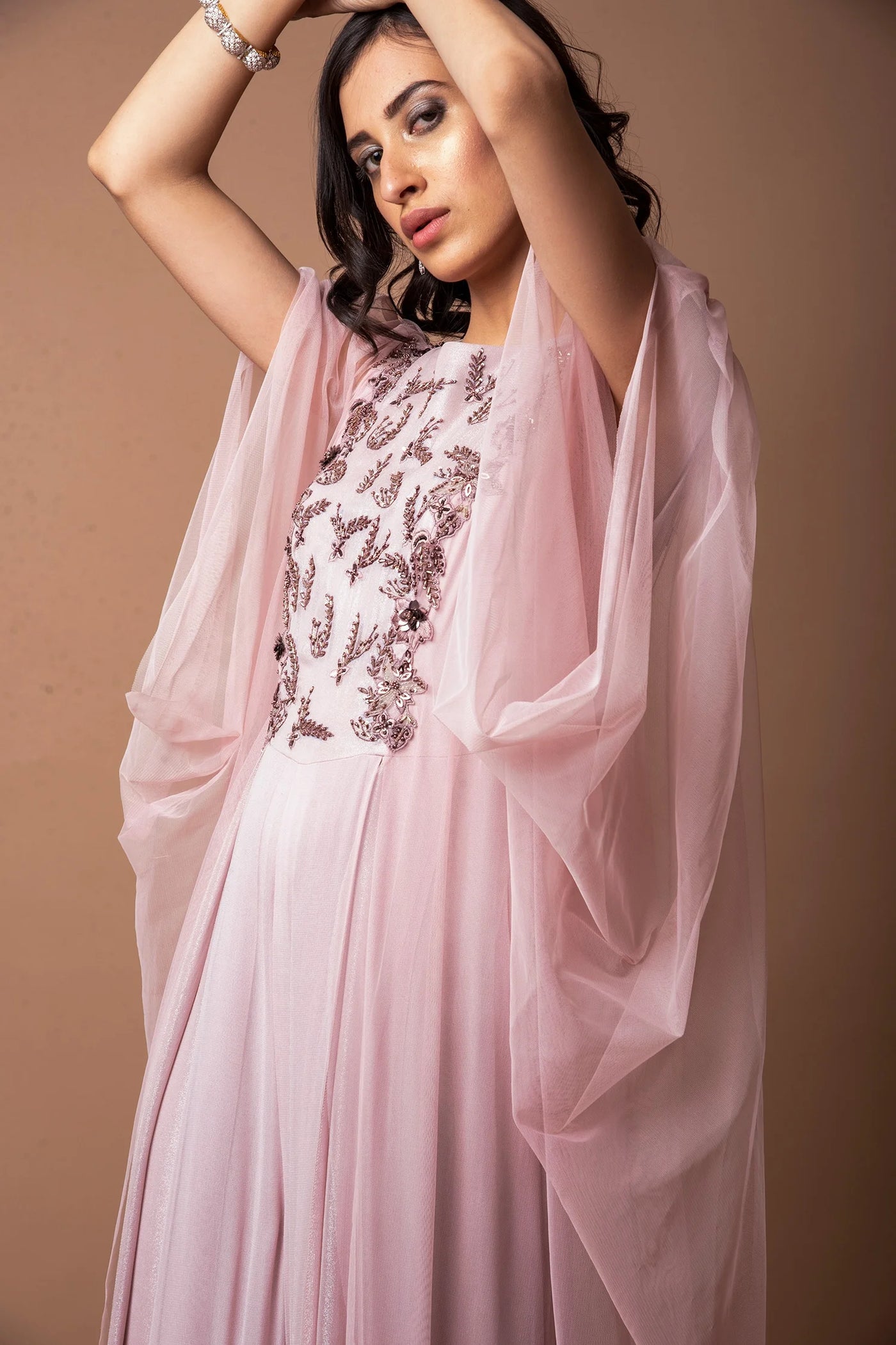 Pink Cowl Sleeve Jumpsuit Indian Clothing in Denver, CO, Aurora, CO, Boulder, CO, Fort Collins, CO, Colorado Springs, CO, Parker, CO, Highlands Ranch, CO, Cherry Creek, CO, Centennial, CO, and Longmont, CO. NATIONWIDE SHIPPING USA- India Fashion X