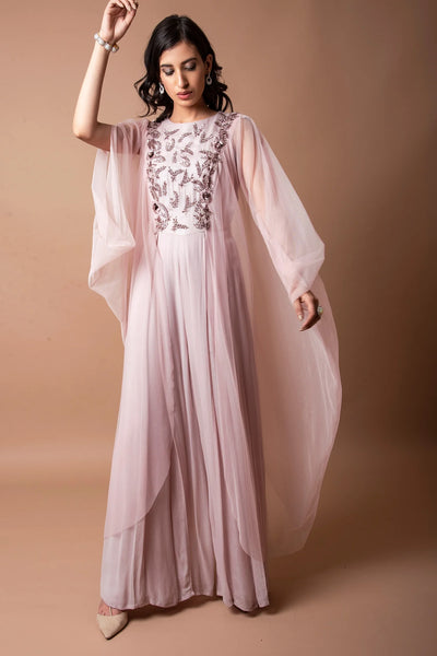 Pink Cowl Sleeve Jumpsuit Indian Clothing in Denver, CO, Aurora, CO, Boulder, CO, Fort Collins, CO, Colorado Springs, CO, Parker, CO, Highlands Ranch, CO, Cherry Creek, CO, Centennial, CO, and Longmont, CO. NATIONWIDE SHIPPING USA- India Fashion X