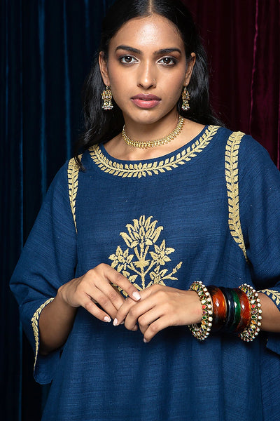 Navy Blue and Green Kurta Set - Indian Clothing in Denver, CO, Aurora, CO, Boulder, CO, Fort Collins, CO, Colorado Springs, CO, Parker, CO, Highlands Ranch, CO, Cherry Creek, CO, Centennial, CO, and Longmont, CO. Nationwide shipping USA - India Fashion X