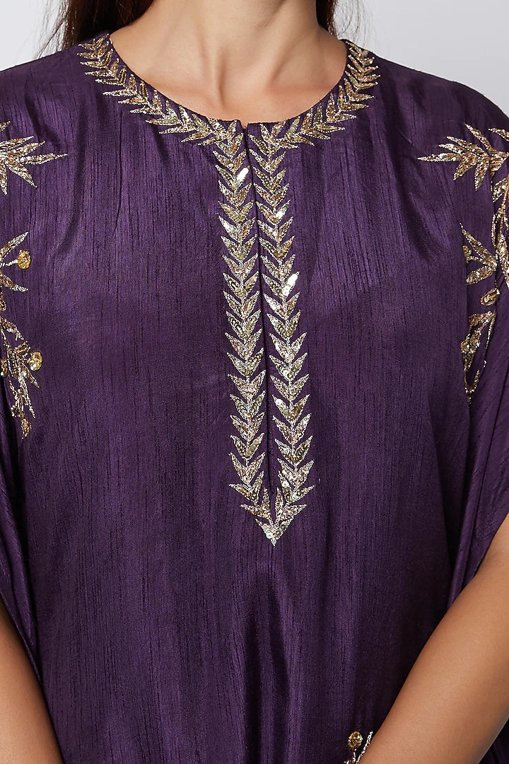 Purple Embroidered Kaftan Set - Indian Clothing in Denver, CO, Aurora, CO, Boulder, CO, Fort Collins, CO, Colorado Springs, CO, Parker, CO, Highlands Ranch, CO, Cherry Creek, CO, Centennial, CO, and Longmont, CO. Nationwide shipping USA - India Fashion X