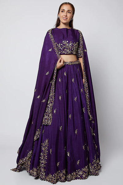 Purple Embroidered Lehenga Set - Indian Clothing in Denver, CO, Aurora, CO, Boulder, CO, Fort Collins, CO, Colorado Springs, CO, Parker, CO, Highlands Ranch, CO, Cherry Creek, CO, Centennial, CO, and Longmont, CO. Nationwide shipping USA - India Fashion X