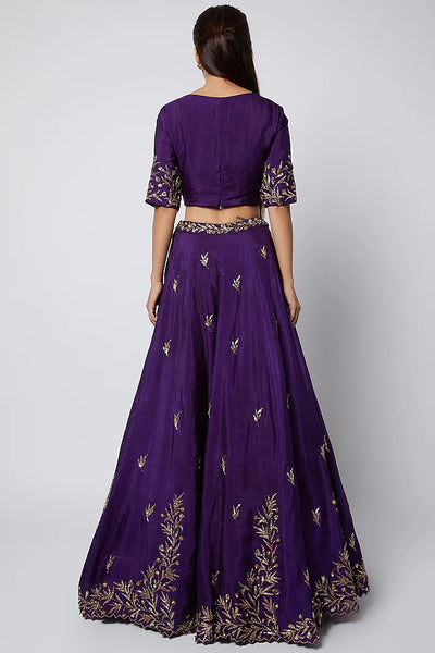 Purple Embroidered Lehenga Set - Indian Clothing in Denver, CO, Aurora, CO, Boulder, CO, Fort Collins, CO, Colorado Springs, CO, Parker, CO, Highlands Ranch, CO, Cherry Creek, CO, Centennial, CO, and Longmont, CO. Nationwide shipping USA - India Fashion X