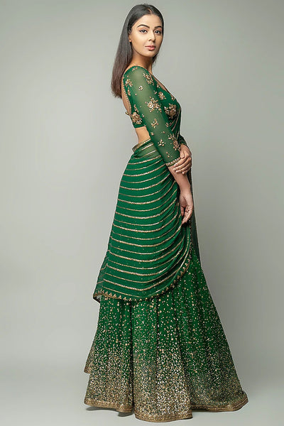 Bottle Green Skirt Set - Indian Clothing in Denver, CO, Aurora, CO, Boulder, CO, Fort Collins, CO, Colorado Springs, CO, Parker, CO, Highlands Ranch, CO, Cherry Creek, CO, Centennial, CO, and Longmont, CO. Nationwide shipping USA - India Fashion X