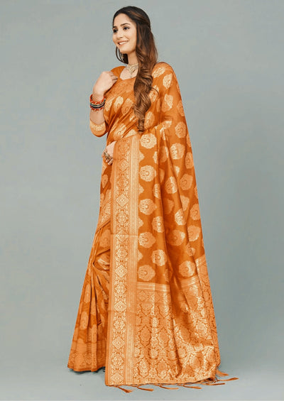 Orange Banasari Silk Saree Indian Clothing in Denver, CO, Aurora, CO, Boulder, CO, Fort Collins, CO, Colorado Springs, CO, Parker, CO, Highlands Ranch, CO, Cherry Creek, CO, Centennial, CO, and Longmont, CO. NATIONWIDE SHIPPING USA- India Fashion X