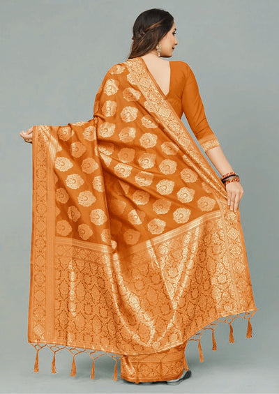 Orange Banasari Silk Saree Indian Clothing in Denver, CO, Aurora, CO, Boulder, CO, Fort Collins, CO, Colorado Springs, CO, Parker, CO, Highlands Ranch, CO, Cherry Creek, CO, Centennial, CO, and Longmont, CO. NATIONWIDE SHIPPING USA- India Fashion X