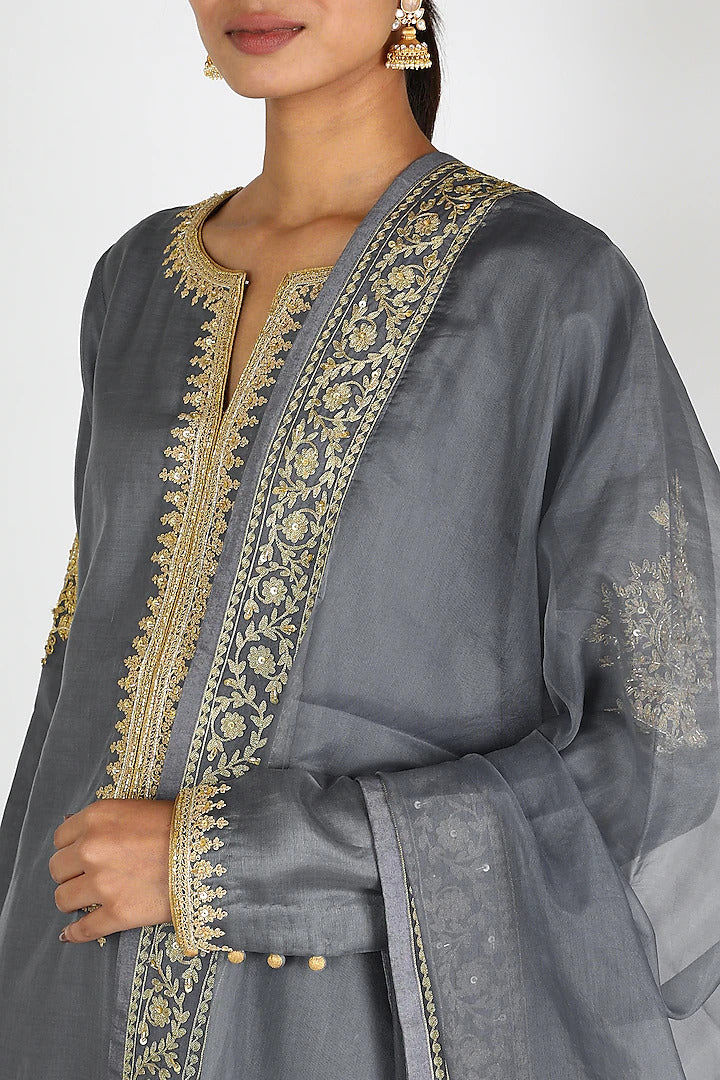 Gray Aari Kurta Salwar Set Indian Clothing in Denver, CO, Aurora, CO, Boulder, CO, Fort Collins, CO, Colorado Springs, CO, Parker, CO, Highlands Ranch, CO, Cherry Creek, CO, Centennial, CO, and Longmont, CO. NATIONWIDE SHIPPING USA- India Fashion X