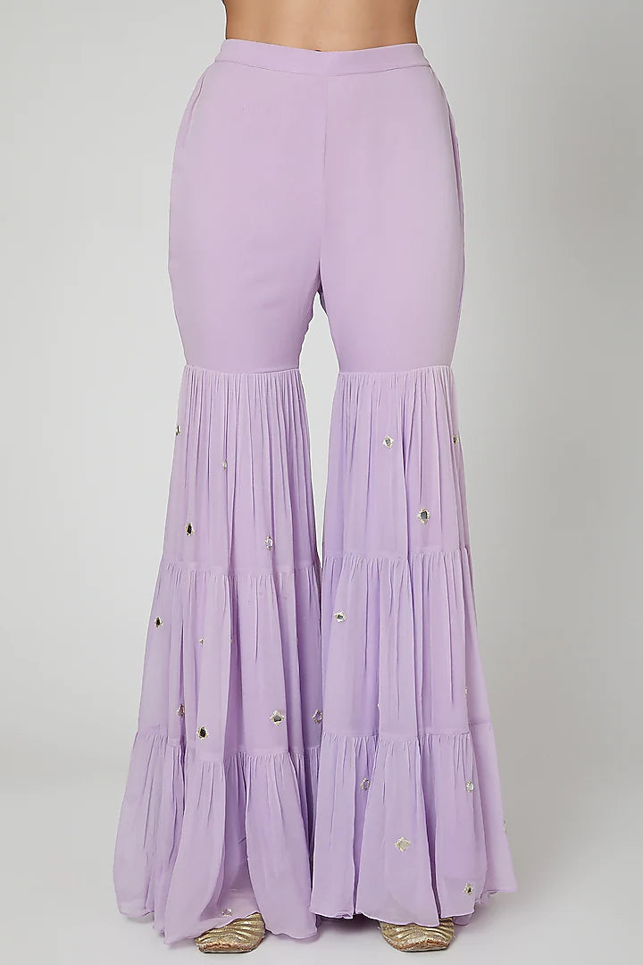 Lilac Embroidered Gharara Set - Indian Clothing in Denver, CO, Aurora, CO, Boulder, CO, Fort Collins, CO, Colorado Springs, CO, Parker, CO, Highlands Ranch, CO, Cherry Creek, CO, Centennial, CO, and Longmont, CO. Nationwide shipping USA - India Fashion X