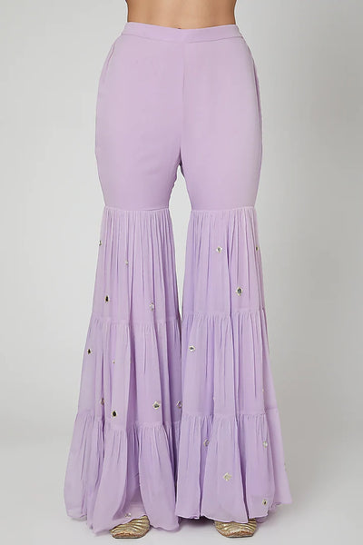 Lilac Embroidered Gharara Set - Indian Clothing in Denver, CO, Aurora, CO, Boulder, CO, Fort Collins, CO, Colorado Springs, CO, Parker, CO, Highlands Ranch, CO, Cherry Creek, CO, Centennial, CO, and Longmont, CO. Nationwide shipping USA - India Fashion X