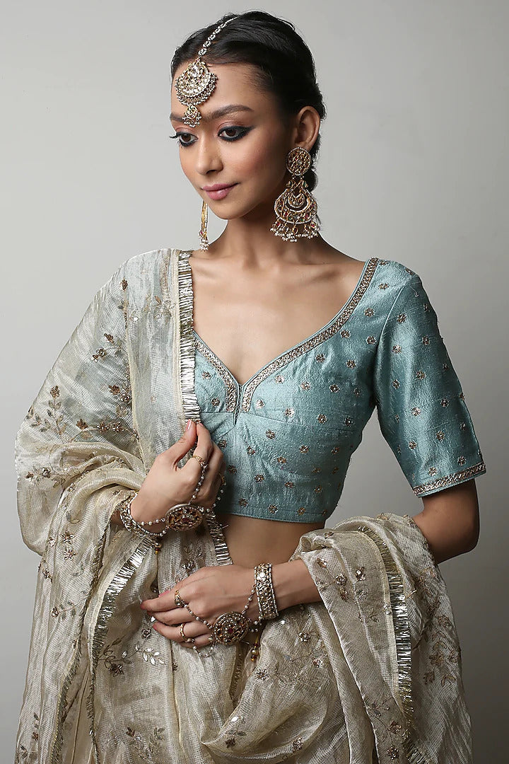 Ivory Embroidered Lehenga Set - Indian Clothing in Denver, CO, Aurora, CO, Boulder, CO, Fort Collins, CO, Colorado Springs, CO, Parker, CO, Highlands Ranch, CO, Cherry Creek, CO, Centennial, CO, and Longmont, CO. Nationwide shipping USA - India Fashion X