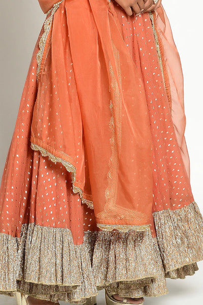 Sunset Orange Anarkali Set - Indian Clothing in Denver, CO, Aurora, CO, Boulder, CO, Fort Collins, CO, Colorado Springs, CO, Parker, CO, Highlands Ranch, CO, Cherry Creek, CO, Centennial, CO, and Longmont, CO. Nationwide shipping USA - India Fashion X