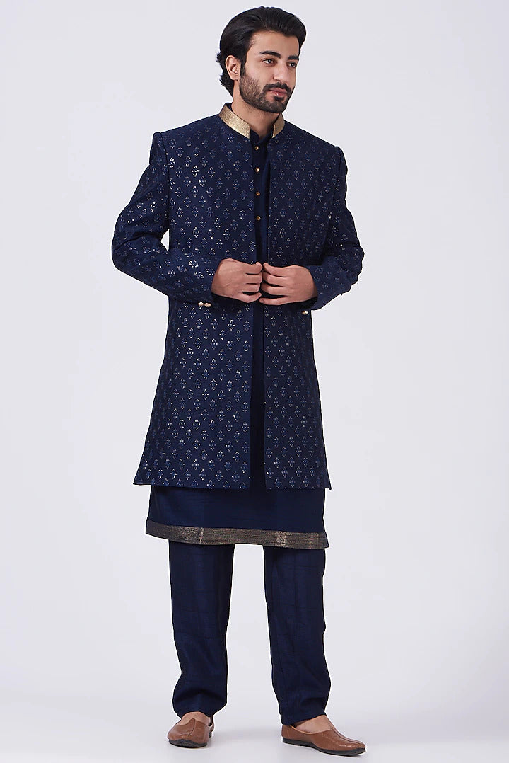 Navy Bandhgala Set Indian Clothing in Denver, CO, Aurora, CO, Boulder, CO, Fort Collins, CO, Colorado Springs, CO, Parker, CO, Highlands Ranch, CO, Cherry Creek, CO, Centennial, CO, and Longmont, CO. NATIONWIDE SHIPPING USA- India Fashion X