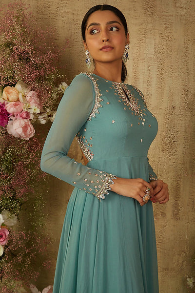 Marine Blue Anarkali - Indian Clothing in Denver, CO, Aurora, CO, Boulder, CO, Fort Collins, CO, Colorado Springs, CO, Parker, CO, Highlands Ranch, CO, Cherry Creek, CO, Centennial, CO, and Longmont, CO. Nationwide shipping USA - India Fashion X
