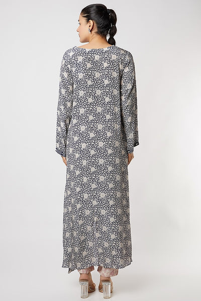 Asymmetrical Floral Crepe Kurta - Indian Clothing in Denver, CO, Aurora, CO, Boulder, CO, Fort Collins, CO, Colorado Springs, CO, Parker, CO, Highlands Ranch, CO, Cherry Creek, CO, Centennial, CO, and Longmont, CO. Nationwide shipping USA - India Fashion X