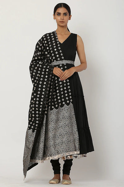 Black Tiered Kalidar Anarkali Set - Indian Clothing in Denver, CO, Aurora, CO, Boulder, CO, Fort Collins, CO, Colorado Springs, CO, Parker, CO, Highlands Ranch, CO, Cherry Creek, CO, Centennial, CO, and Longmont, CO. Nationwide shipping USA - India Fashion X