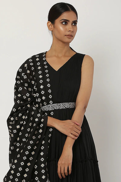 Black Tiered Kalidar Anarkali Set - Indian Clothing in Denver, CO, Aurora, CO, Boulder, CO, Fort Collins, CO, Colorado Springs, CO, Parker, CO, Highlands Ranch, CO, Cherry Creek, CO, Centennial, CO, and Longmont, CO. Nationwide shipping USA - India Fashion X
